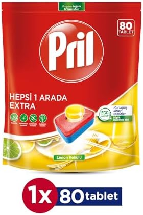 Pril Hepsi Bir Arada Tablet Bulaşık Deterjanı 80 Yıkama, 80 tablet