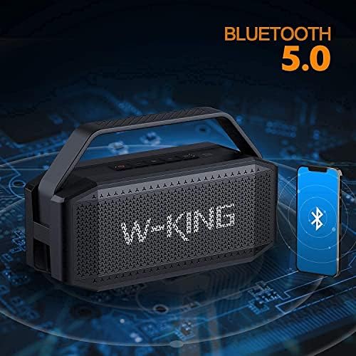 Alternative view of W-KING Subwoofer'lı Taşınabilir Yüksek Bluetooth Hoparlörler, 60W Dış Mekan Hoparlörleri Bluetooth Kablosuz Su Geçirmez Hoparlör, Derin Bas/40H/TF/AUX