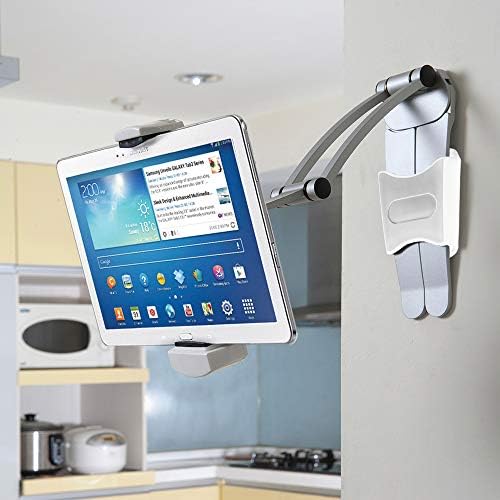 2-İn-1 Fonksiyonlu 5.1-12 İnch Tablet-Telefon tutacağı Mutfak Masaüstü Dolap Duvar Montaj Tutucu Standı Siyah