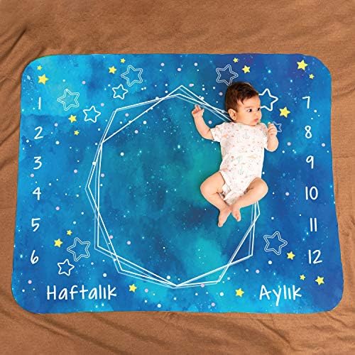 Alternative view of Mavi Uzay Macerası Baby Shower Hediyesi Fotoğraf Çekim Battaniyesi 100x120 cm