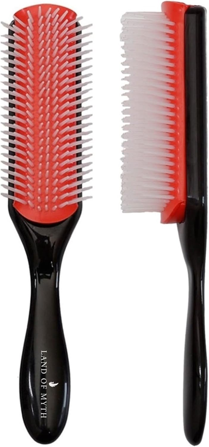 LAND OF MYTH - LOM1211 Styling Brush 9 Sıra Şekillendirme Fırçası Curly Kıvırcık Kız Metodu Fırçası (Siyah)