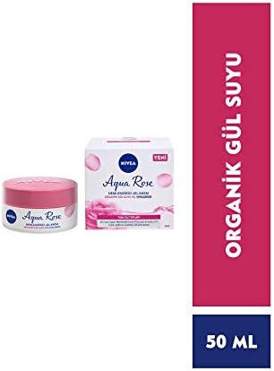 Aqua Rose Hyaluron ve Organik Gül Suyu İçeren Nemlendirici Jel Yüz Kremi, 50 ml, 48 Saat Yoğun Nemlendirme, Tüm Cilt Tipleri için, Işıltılı, Pürüzsüz Cilt
