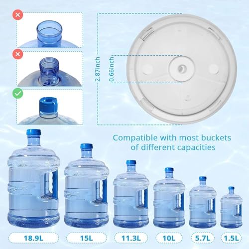 MJIYA 2,5 litre su sebili, Dağıtıcı De Agua para Botellon, evrensel su şişesi pompası, şalterli ve USB, kamp, mutfak, atölye, garaj için (beyaz)