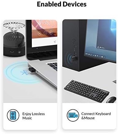 AUELEK Bluetooth Adaptör USB 5.0, Mini Kablosuz Dongle Desteği PC Laptop Windows 10/8/7 Sistem Bluetooth Kulaklık, Klavye, Fare, Hoparlör, Xbox Oyun Kontrolörü için Siyah (Gereken Sürücü)