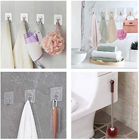 Yapışkanlı Duvar Kancaları Banyo Mutfak 24 Paket Ağır Hizmet 10 kg (Maks) Çivisiz Yapışkan Askılar Paslanmaz Kancalı Yardımcı Havlu Banyo Tavan Kancaları