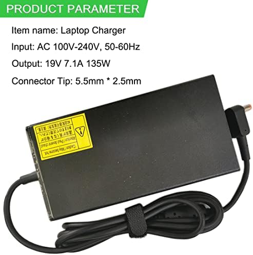Alternative view of XITAIAN 19V 7.1A 135W PA-1131-16 Adaptör Güç Kaynağı Şarj Cihazı Acer Aspire V17 Nitro VN7-792G-59CL ADP-135KB T PA-1131-05 (5.5 * 2.5mm) için Yedek