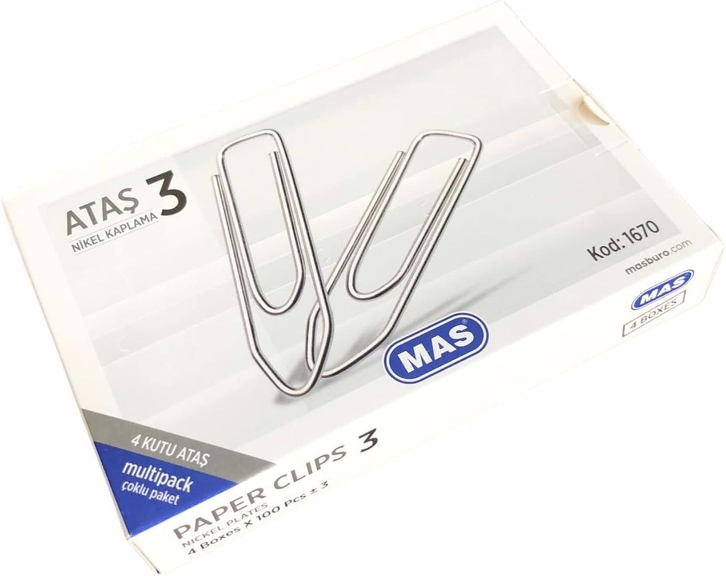 Alternative view of MAS Multipack Ataş No:3 Nikel Kaplı 100 Adet 4 Paket