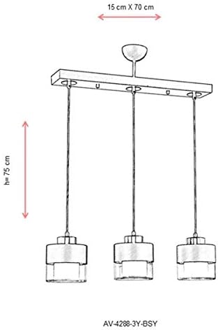 Alternative view of AV-60193-3Y-BSY Siyah Boyalı Modern Avize E27 Metal Cam 70x15cm