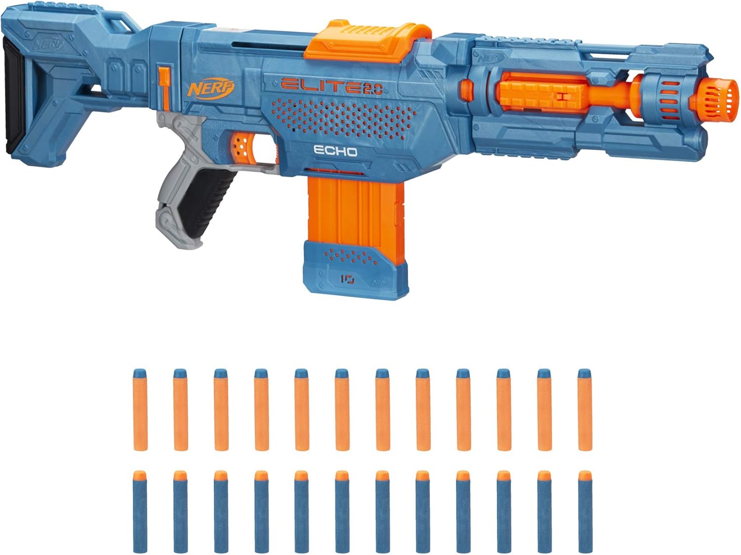 Alternative view of NERF 2.0 Echo CS-10 Blaster - 24 Resmi Dart, 10 Dart Klipsi, Çıkarılabilir Stok ve Barrel Uzatma, 5 Taktik Ray
