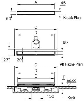 Alternative view of V- 5701210 Duş Kanalı Yandan Çıkışlı 60 cm DK100 Parlak Altın