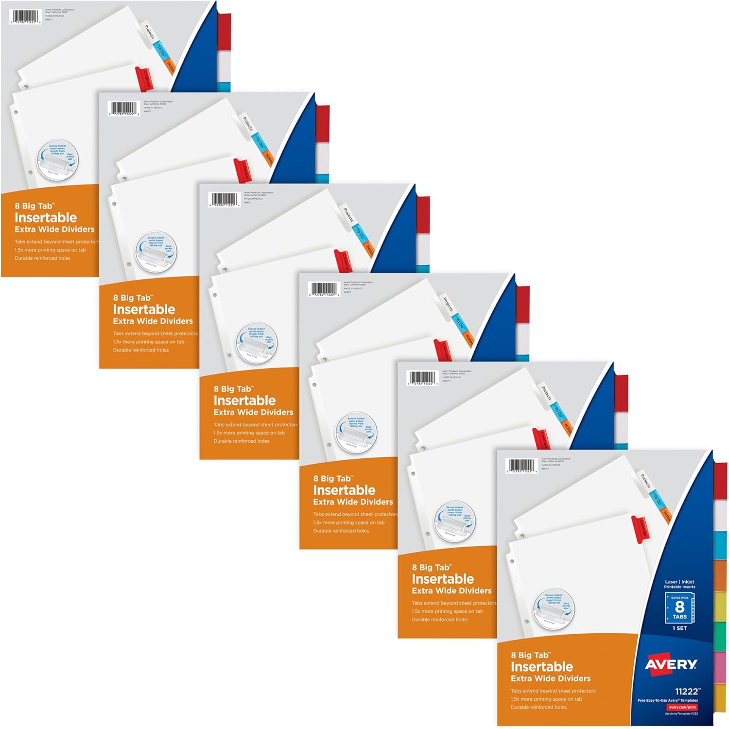 Alternative view of Big Tab 21211 3 halkalı kitap için ayırıcı yapraklar, 8 ayraç, çok renkli, 6 set