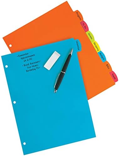 Big Tab 21210 Ayırma Sayfası, Sağlam Plastikten, 8 Kayıt Kartı, Çok Renkli, 3 Set
