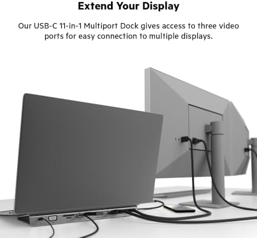 USB-C Hub, 11'i 1 arada Çoklu Bağlantı Noktalı Adaptör Yuvası, 4K HDMI, DisplayPort, VGA, USB-C ve 100W, Bağlı Cihazdan Şarj Etmek İçin, 3x USB A, Gigabit Ethernet, SD, MicroSD, 3,5 mm Jak