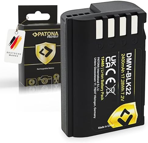 PATONA Protect V1 Batarya DMW-BLK22 (2600mAh 18.72Wh 7.2V) DC S9 S5 S5II S5II-X S5IIX S5K G9 G9II GH5 GH5II GH5S GH6 GH7 DMWBLK22 DMW BLK22 BLK22 ile Uyumlu 2E