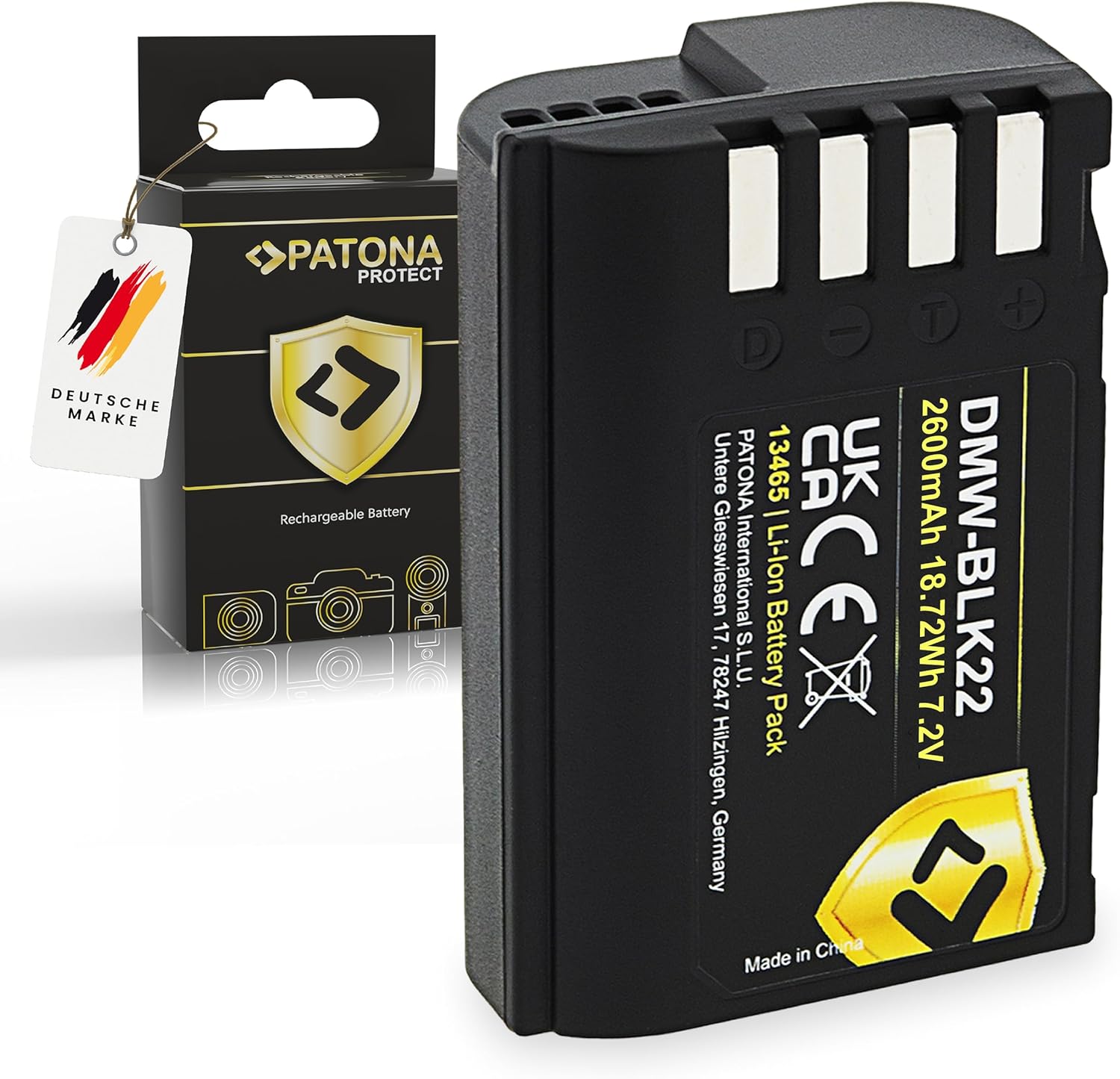 Alternative view of PATONA Protect V1 Batarya DMW-BLK22 (2600mAh 18.72Wh 7.2V) DC S9 S5 S5II S5II-X S5IIX S5K G9 G9II GH5 GH5II GH5S GH6 GH7 DMWBLK22 DMW BLK22 BLK22 ile Uyumlu 2E