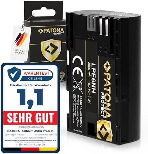 Alternative view of PATONA Protect V1 LP-E6NH pil 2250 mAh 16.2 Wh 7.2V kaliteli pil, NTC sensörlü ve V1 muhafazalı, akıllı sistem, en yeni nesil