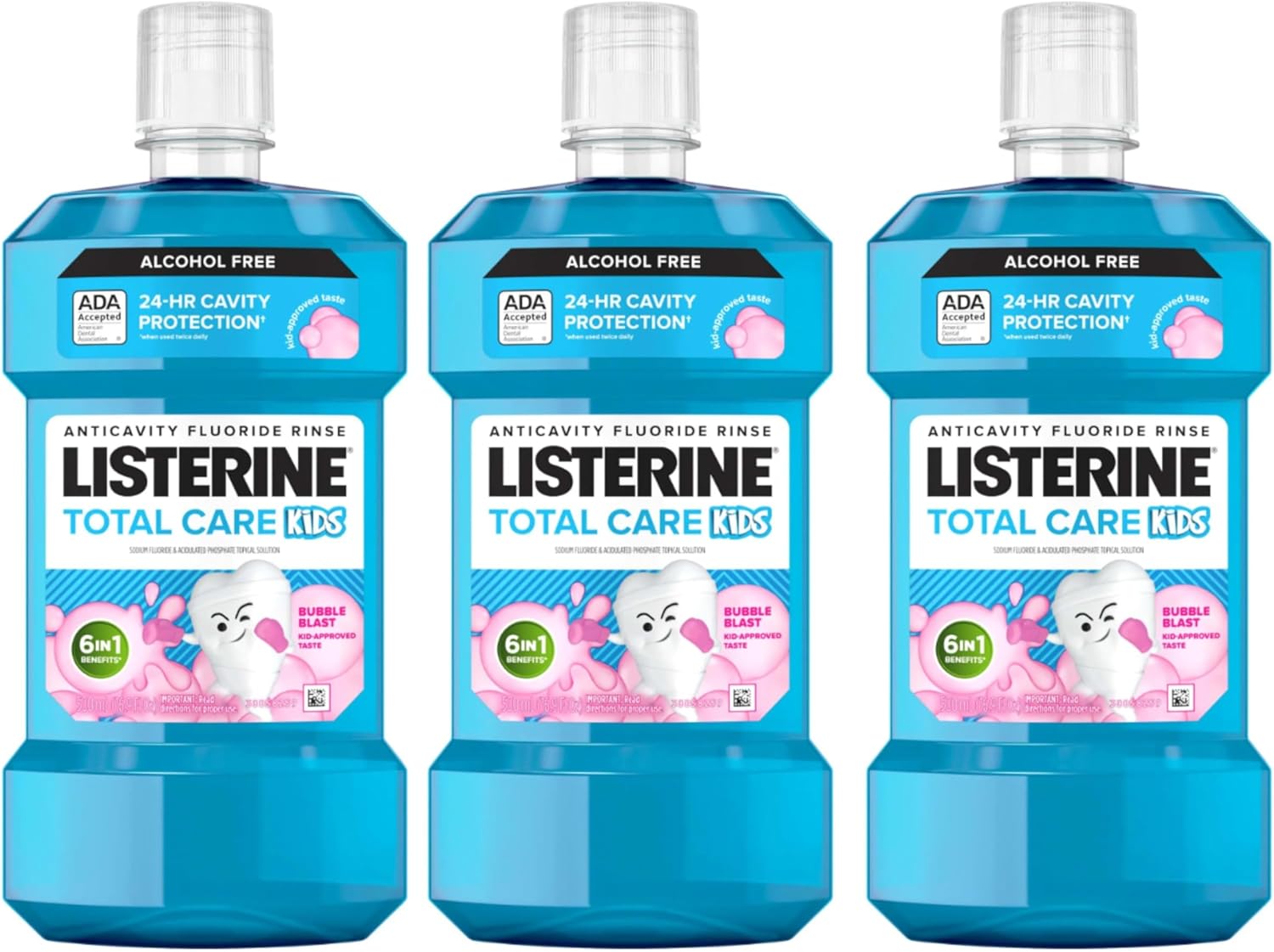 Smart Rinse Çocuklar için Alkolsüz Antikav Sodyum Florür Gargara, ADA Diş Boşluğu Koruması için Ağız Durulama Kabarcık Patlaması, Çocuk Ağız Bakımı için Kabarcık Patlama Lezzeti, 500 ml (3'lü paket)