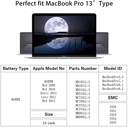 Alternative view of A1322 A1278 Batarya MacBook Pro 13 inç için [2012 2010 2009 Başı 2011 Sonu 2011 Sürümü] MB990LL / A MC700LL / A MD313LL / A Yedek Piller 【10.95V/65Wh/6000mAh】