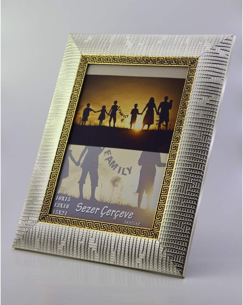 13X18 Cm Gümüş Altin Desenli Dekoratif Fotoğraf Çerçeve