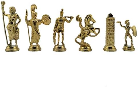 Gifthome, Metal Satranç Takımı/Seti; Battal,Yunan,Parlak, Kat.Mermer Desenli Satranç Tahtası