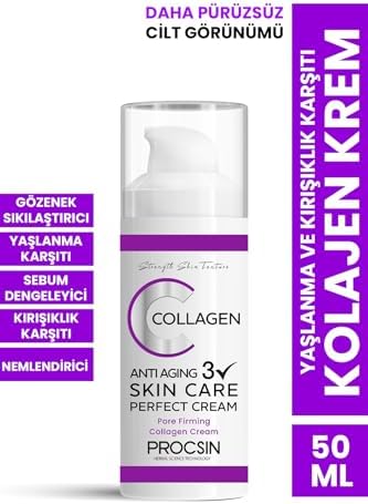 PROCSIN Anti-Aging Etkili Collagen Krem, Yaşlanma & Kırışıklık Karşıtı, Cilt Sıkılaştırıcı & Yenileyici, Günlük Bakım, 50 ML