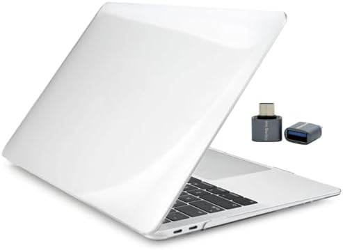 MacBook Air M1 Kılıf 13 inç Sert Şeffaf Hardcase – A2337 / A2179 / A1932 Uyumlu Kristal Parlak Çizilmez + USB Adaptör Şeffaf