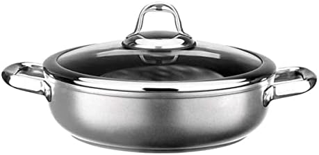 Alternative view of Titanium 28Cm Sığ Tencere, Çelik Kulp, Özel Çerçeveli Cam Kapak Metalik Gri