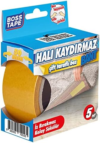 Halı Yapıştırıcı Bant, Kaymaz Halı Bandı, 5 Metre Uzunluk x 50 mm Genişlik, Sarı