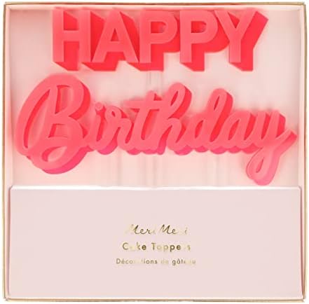 Happy Birthday Pembe Akrilik Pasta Süsü