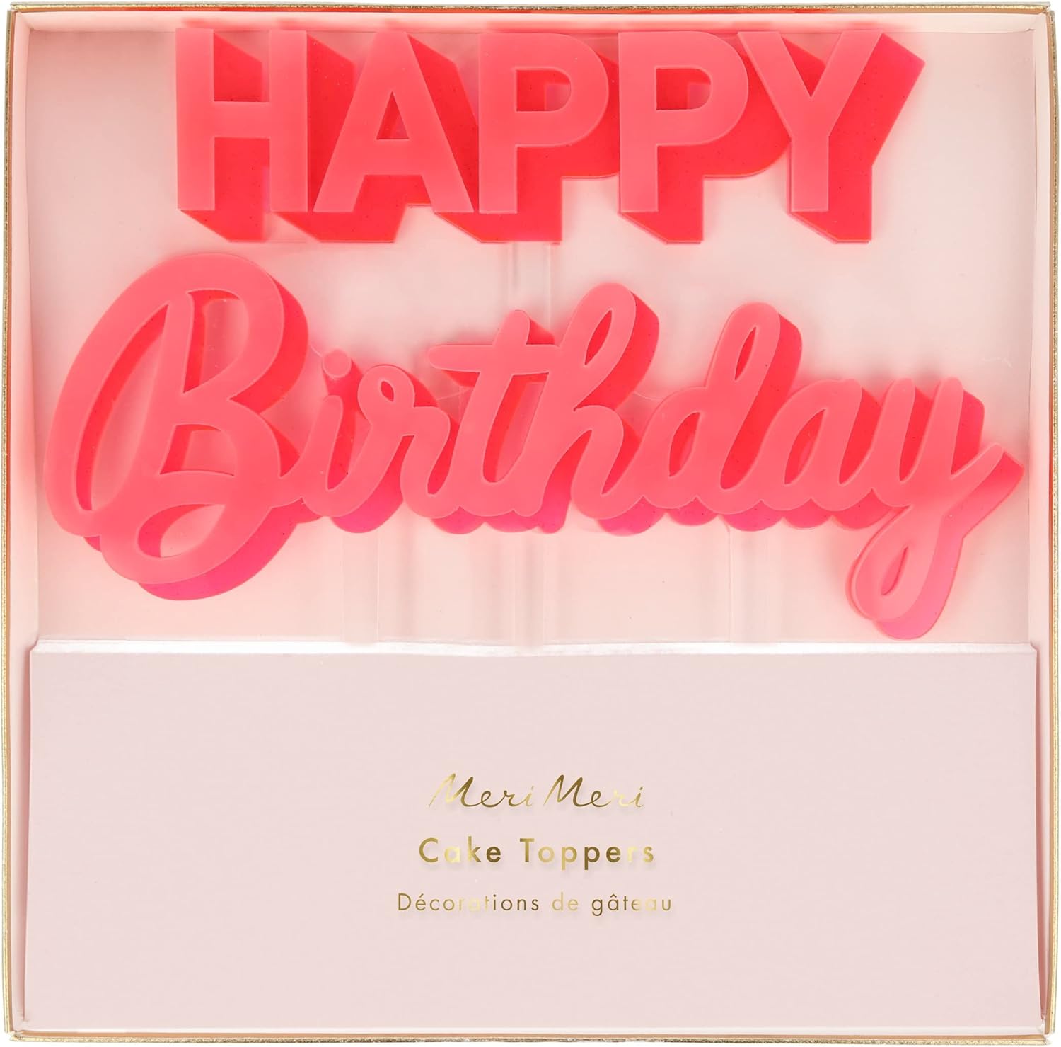 Alternative view of Happy Birthday Pembe Akrilik Pasta Süsü