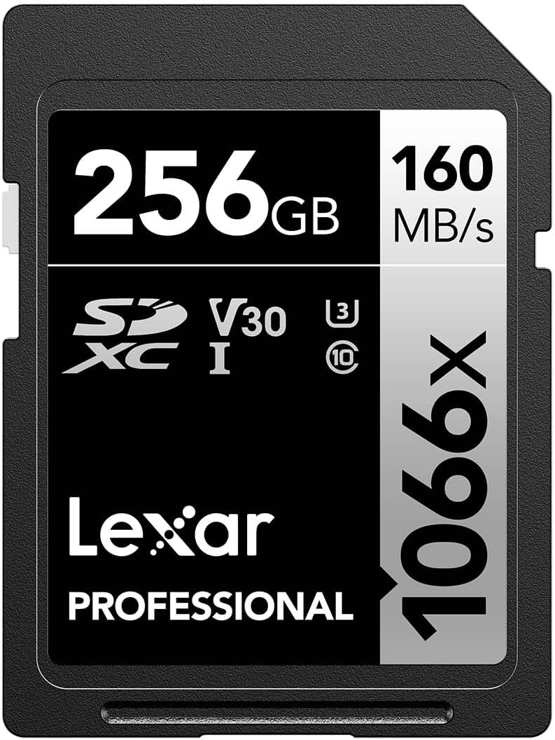 256GB Professional 1066x SDXC UHS-I cards, up to 160MB/s read 120MB/s write C10 V30 U3
