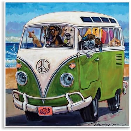 Alternative view of Stupell Industries Köpekler Sürüş Retro Minibüs Yaz Plaj Gezisi, CR Townsend Duvar Plakası, 12 x 12, Çok Renkli