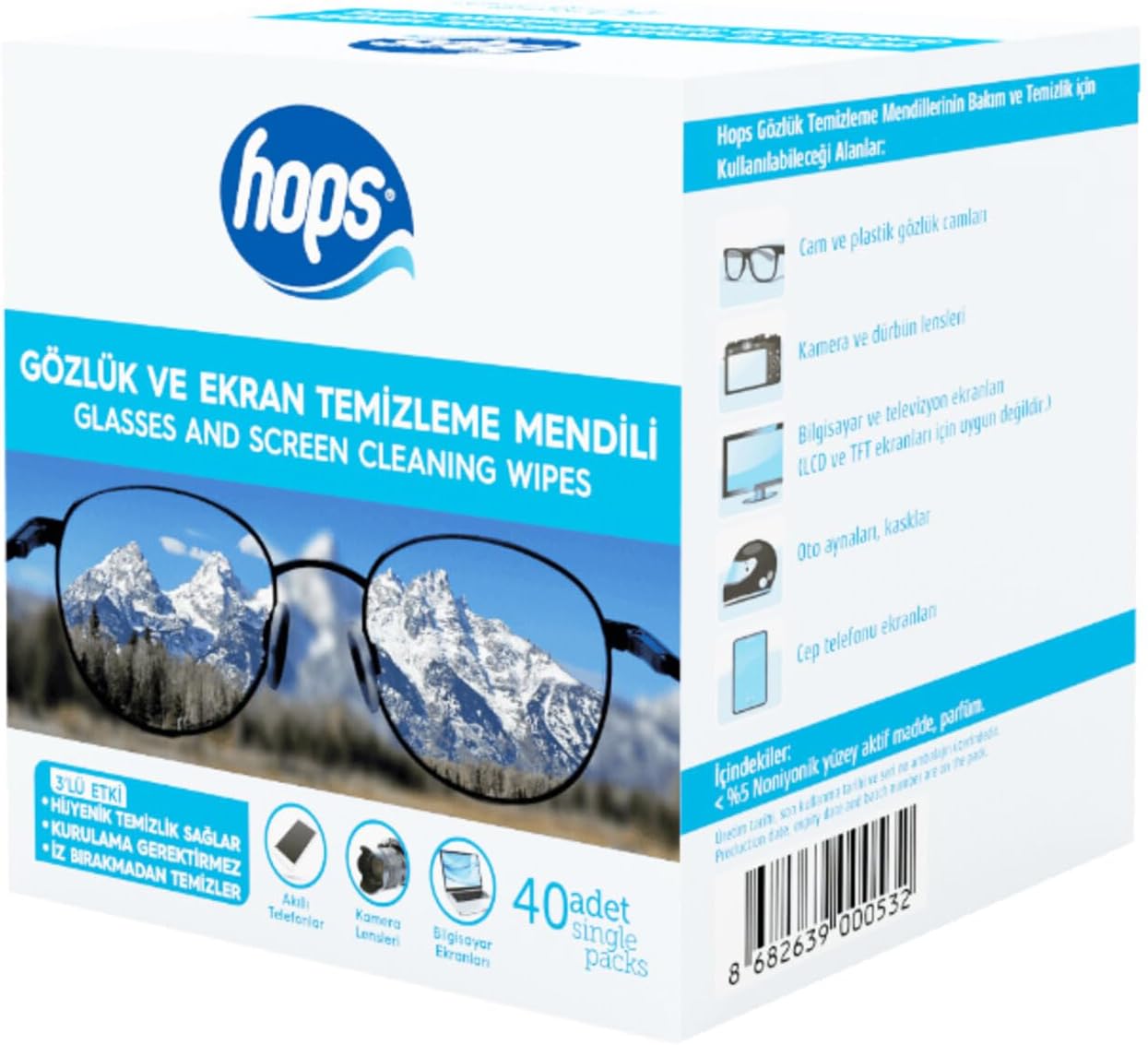 Hops Gözlük Camı Temizleme Mendili 40'lı