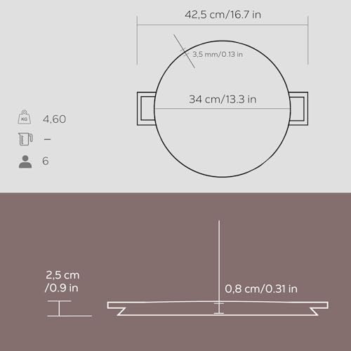 Alternative view of Döküm Yuvarlak Çift Yön Izgara Tavası Döküm Demir Yekpare Çift Kulplu Çap(Ø)34cm.