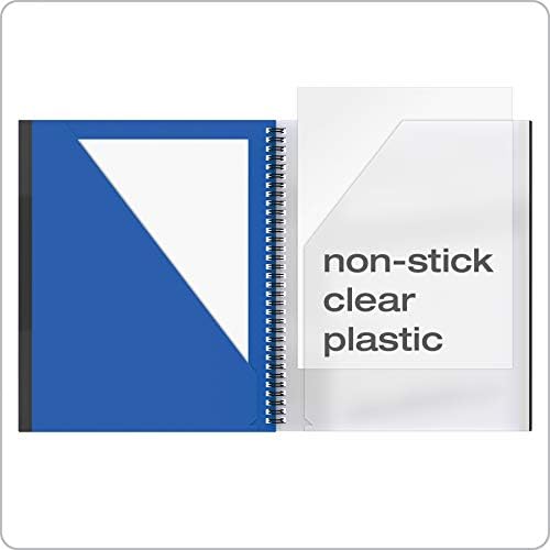 10 Cep Klasörü, Sağlam Plastik Spiral Portfolyo, Yırtılmaz Kenarlar, 8 Şeffaf Cep, 2 Çapraz İç Cep, Mektup Boyutu, Mavi (89331)
