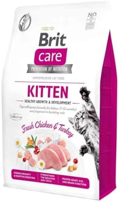 Brit Care Healthy Growth & Development, Yavru Kediler, Hamile veya Emziren Kediler İçin, Tahılsız, Hipoalerjenik, Taze Tavuk Etli ve Hindi Etli Kuru Mama, 7 kg