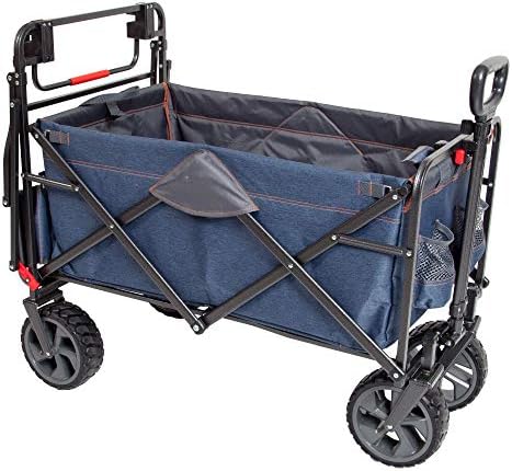 MacSports WPP-100 çok amaçlı araba, dış mekanlar için, sağlam, katlanabilir, tekerlekli ve saplı, taşınabilir, hafif, ayarlanabilir, peyzaj arabası için (kot mavisi)