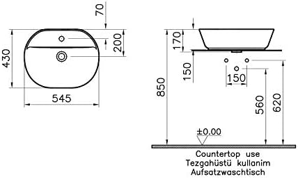 Alternative view of Geo 7428B003-0001 Oval Çanak Lavabo, 55 cm, Beyaz