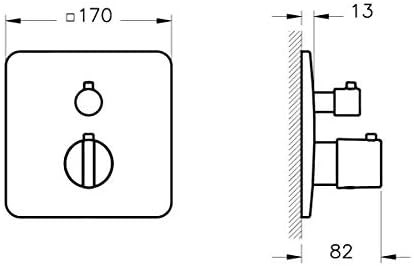 Suit U A4267426 Termostatik Banyo Bataryası, Sıva Üstü, V-Box, Bakır
