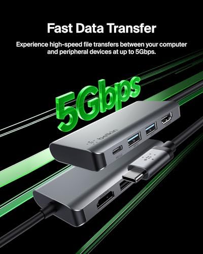 USB C 4'ü 1 Arada Çok Bağlantı Noktalı Adaptör (4K HDMI, USB-C 100W PD Geçişli Şarj ve Daha Fazlası için 2 x USB A Bağlantı Noktası ile)