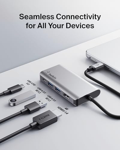 Alternative view of USB C 4'ü 1 Arada Çok Bağlantı Noktalı Adaptör (4K HDMI, USB-C 100W PD Geçişli Şarj ve Daha Fazlası için 2 x USB A Bağlantı Noktası ile)