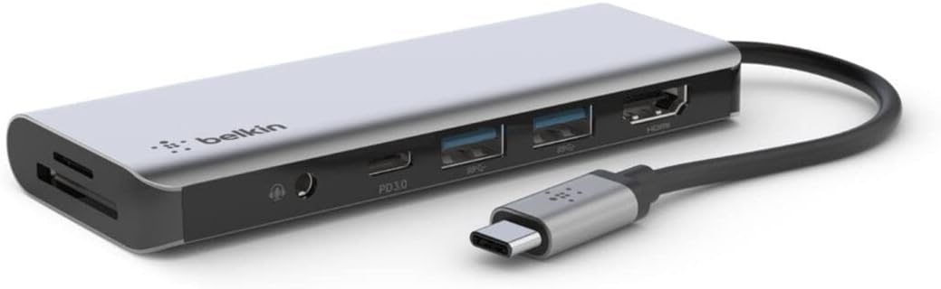 Alternative view of 7'si 1 Arada Çok Bağlantı Noktalı USB C Hub (4K HDMI, USB-C, 2 x USB A, 3,5 mm Ses, SD 3.0 Yuvası için micro-SD 3.0 ile)), AVC009BTSGY