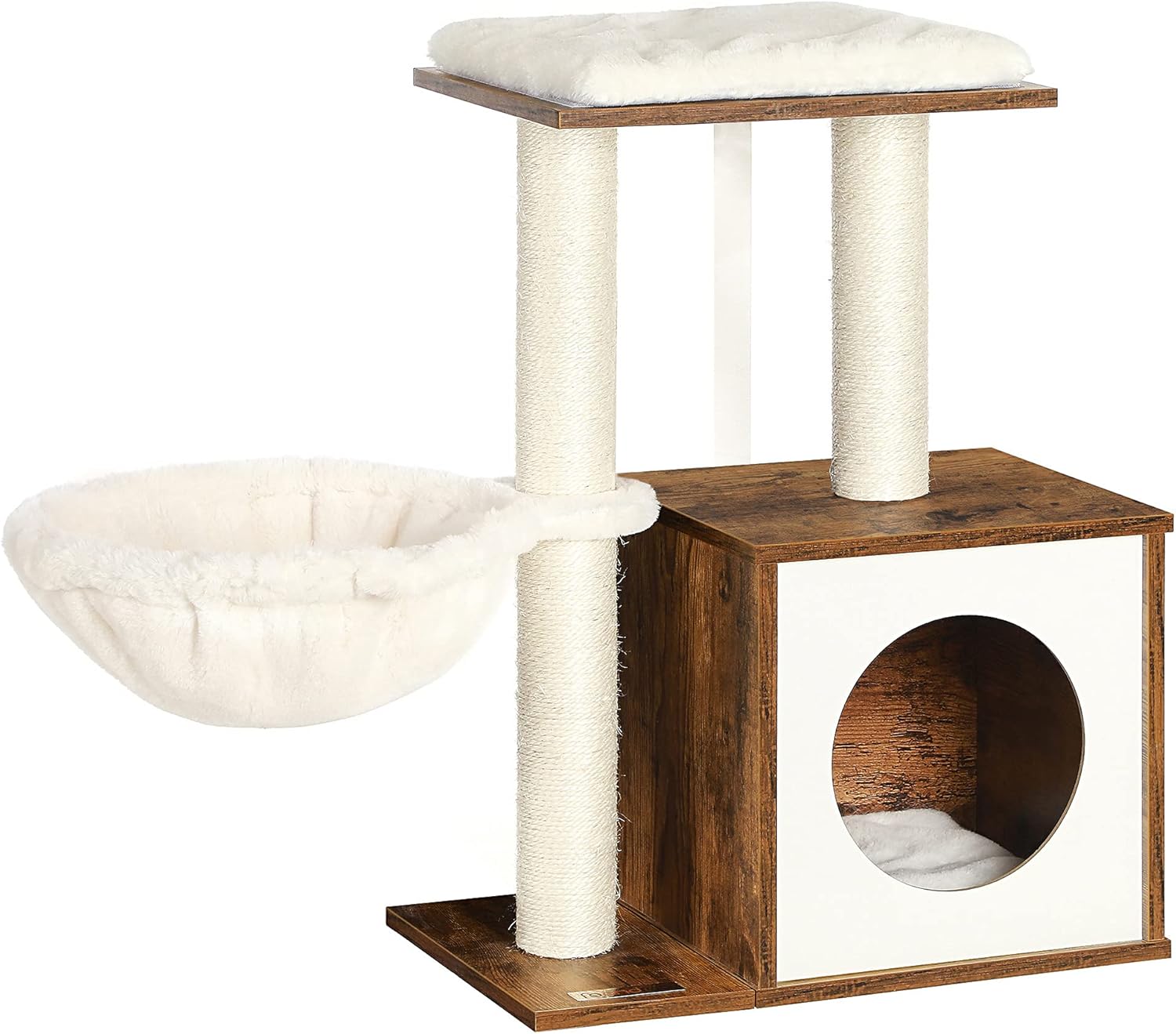 Alternative view of FEANDREA WoodyWonders Kediler için Küçük Kedi Ağacı, İç Mekan Kediler için Modern Kedi Kulesi, Tırmalama Direkli Kedi Evi, Çıkarılabilir Yıkanabilir Yastıklar, Rustik Kahverengi UPCT122X01