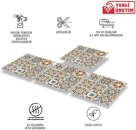 Kendinden Yapışkanlı Karma Fas 019 Desenli PVC, Yapışkanlı Kaplama, Çıkartması, Zemin Duvar Karosu 30X30 cm (11 Adet / 1 m²)