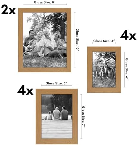Alternative view of 10'lu Kırılmaz Camlı Fotoğraf Çerçevesi Seti, İki 20,32x25,4 cm, Dört 12,7x17,8 cm ve Dört 10,16x15,24 cm Çerçeve ile Galeri Duvar Çerçevesi Seti İmza Koleksiyonu Koyu Meşe