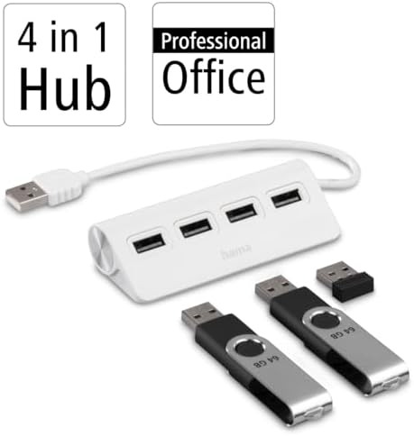 USB Hub, 4 Ports, USB 2.0, 480 Mbit/s, beyaz