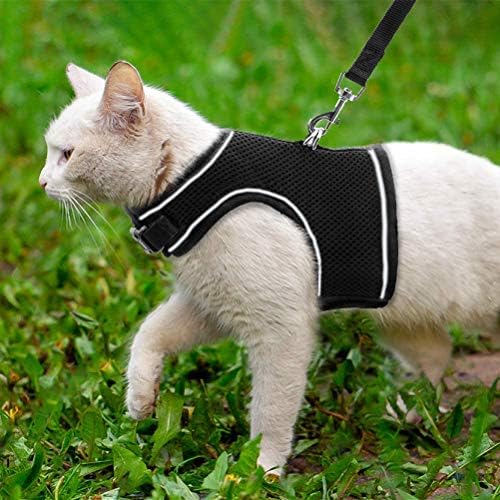 BYPET Yeni Nesil Nefes Alabilen Kedi Göğüs Tasması Seti (Small, Siyah)