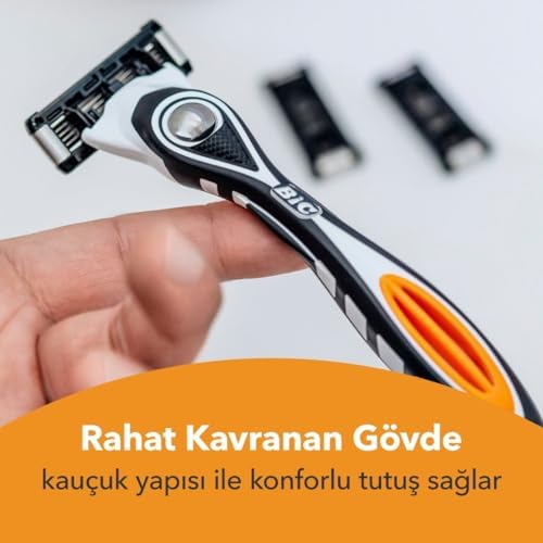 BIC Hybrid 5 4'lü Yedek Tıraş Bıçağı Kartuşu (5 Bıçak), 5 Teknolojik Titanyum Bıçak, E Vitamini ile Zenginleştirilmiş Geniş Kayganlaştırıcı Bant