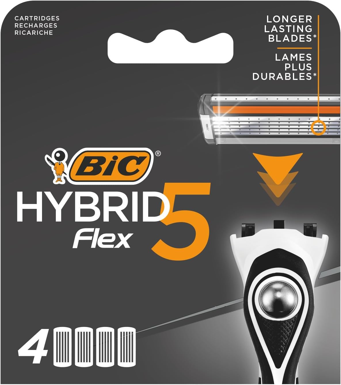 Alternative view of BIC Hybrid 5 4'lü Yedek Tıraş Bıçağı Kartuşu (5 Bıçak), 5 Teknolojik Titanyum Bıçak, E Vitamini ile Zenginleştirilmiş Geniş Kayganlaştırıcı Bant