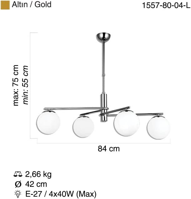 Alternative view of BUMERANG 4 LÜ SIRALI AVİZE 4XE27